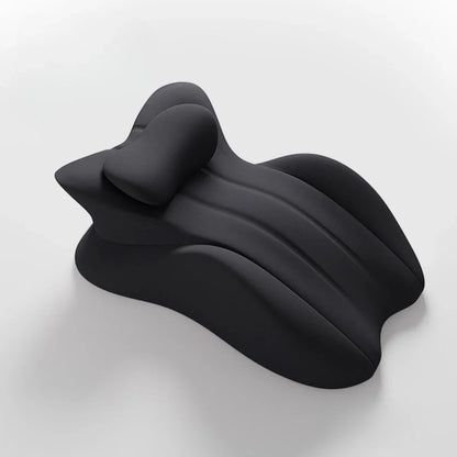Black ergonomic seat cushion on a white background