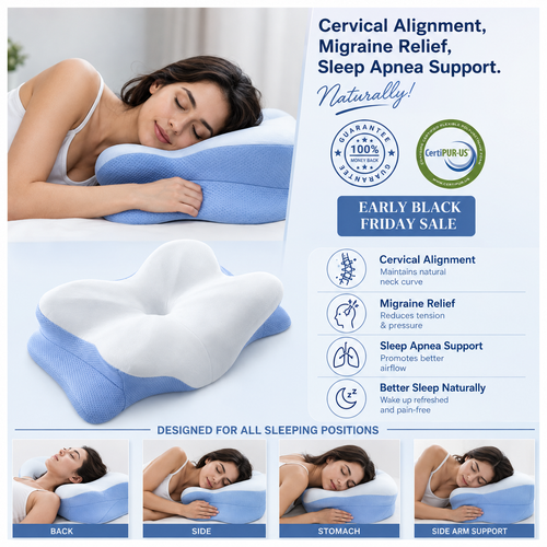 Zyra - Cervical Pillow for Neck Pain, Migraines & Sleep Apnea