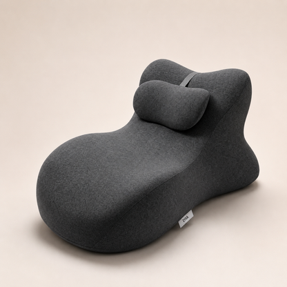 Black zyra sweet spot pillow on a beige background