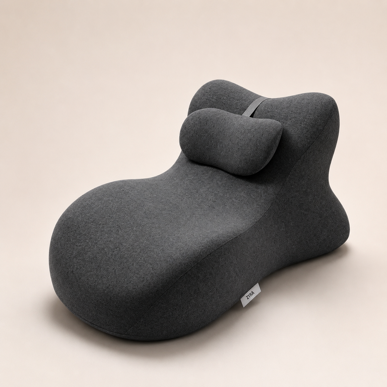 Black zyra sweet spot pillow on a beige background
